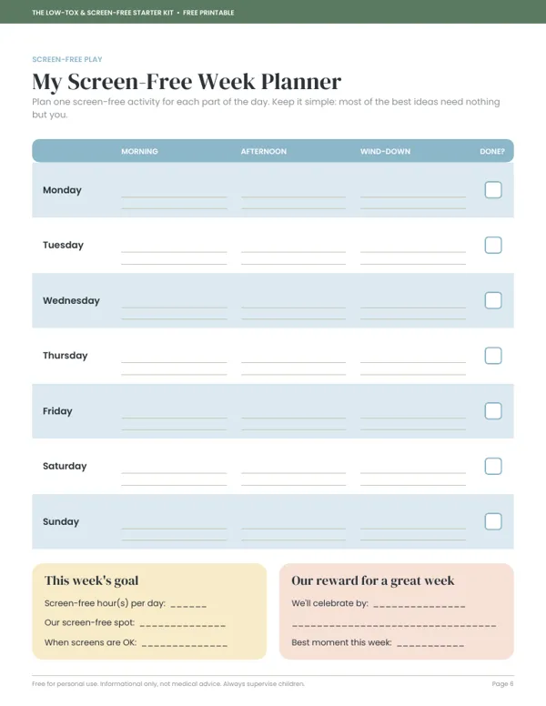 Preview: Screen-free week planner