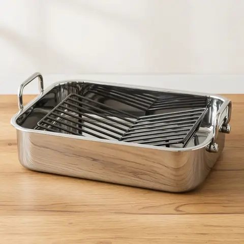 Illustrative photo for All-Clad Stainless Steel 13x16-Inch Roasting Pan with Rack (E752C264)