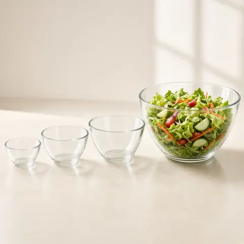 Illustrative photo for Anchor Hocking 4-Piece Glass Mixing Bowl Set