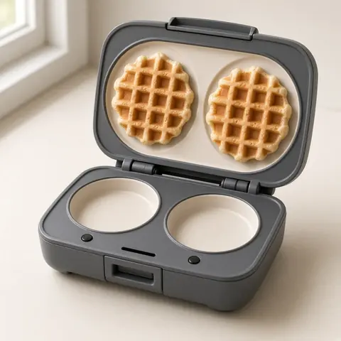 Illustrative photo for AshGlen Double Mini Waffle Maker, Ceramic