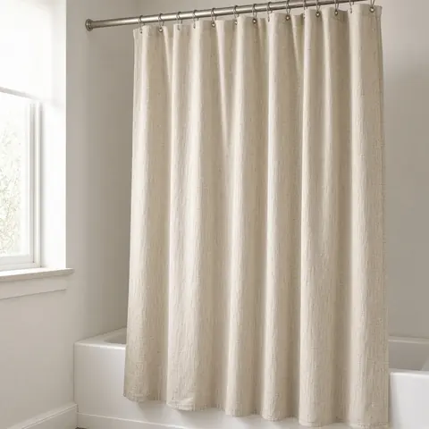 Illustrative photo for Bean Products Natural Cotton Shower Curtain, 70" x 72"
