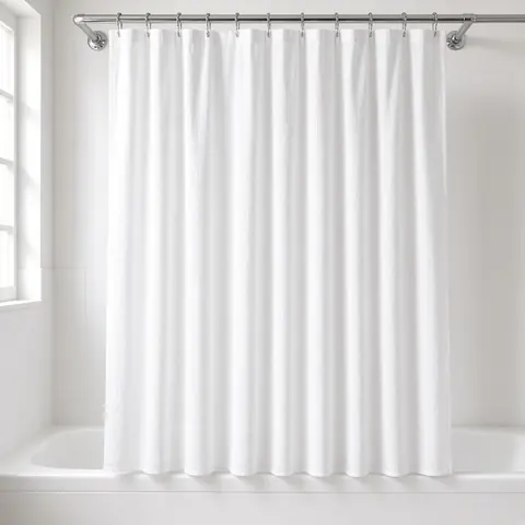 Illustrative photo for Bean Products White Cotton Shower Curtain, 70" x 72"