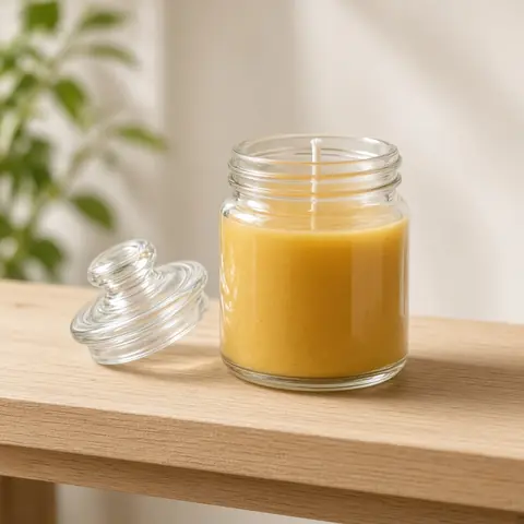Illustrative photo for Big Dipper Wax Works Unscented Beeswax Candle in Glass Jar, 3.2 oz