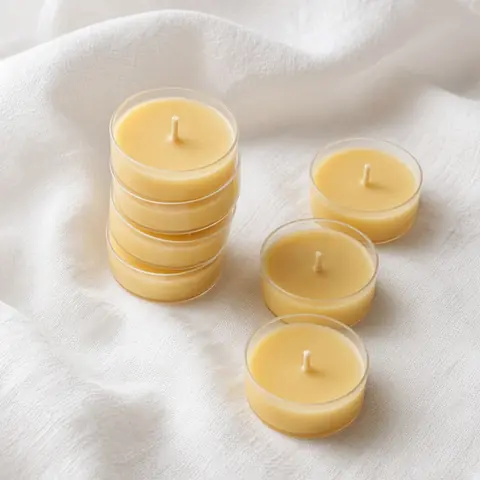 Illustrative photo for Bluecorn Beeswax 100% Pure Beeswax Tea Lights, Raw Yellow, 48 Pack