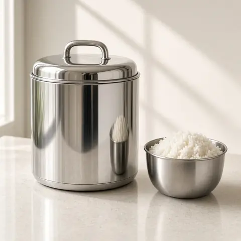 Illustrative photo for Buffalo Stainless Steel Inner Pot Rice Cooker, 5 Cup