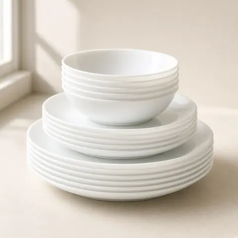 Illustrative photo for Corelle Livingware 18-Piece Dinnerware Set, Winter Frost White, Service for 6