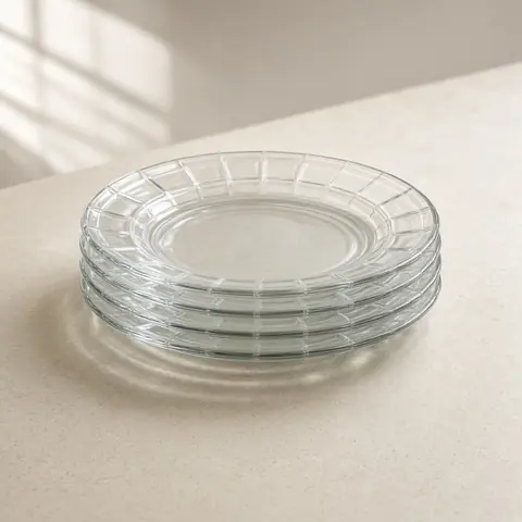 Illustrative photo for Duralex Picardie Tempered Glass Dinner Plates, 10.24 Inch, Set of 6, Clear