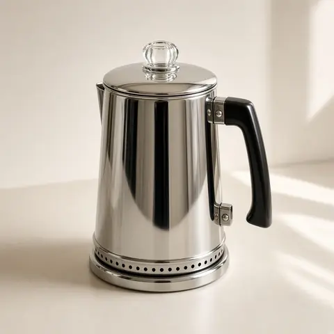 Illustrative photo for Farberware Yosemite 8-Cup Stainless Steel Stovetop Percolator