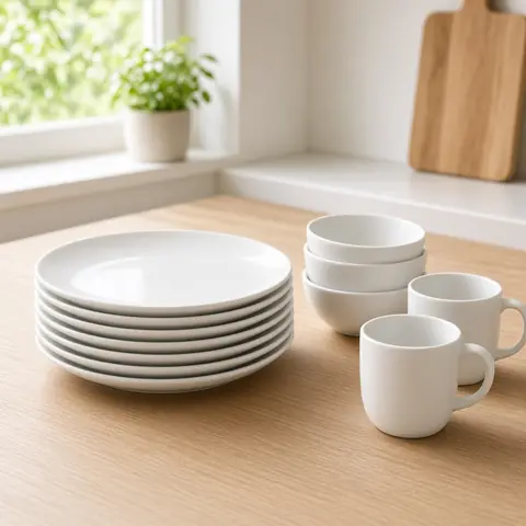 Illustrative photo for Gibson Home Ogalla 30-Piece White Porcelain Dinnerware Set, Service for 6
