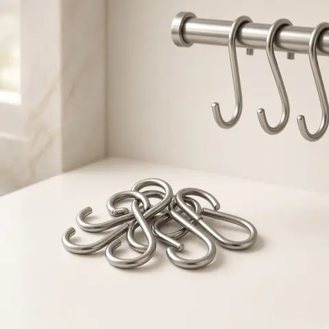 Illustrative photo for Gidse Metal S-Shaped Shower Curtain Hooks, 12