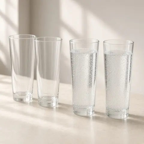 Illustrative photo for JoyJolt Faye Lead-Free Crystal Highball Glasses, 13 oz, Set of 6