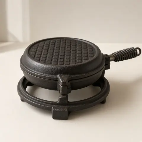 Illustrative photo for Lehmans Cast Iron Waffle Maker, Stovetop or Grill