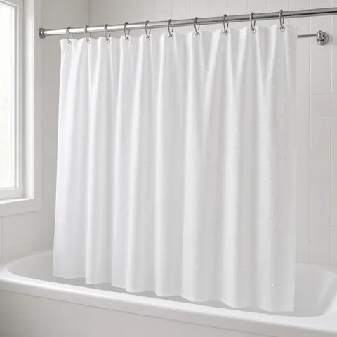 Illustrative photo for N&Y HOME Fabric Shower Curtain Liner with Magnets