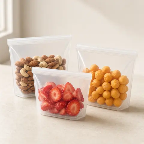 Illustrative photo for Stasher Reusable Silicone Food Storage Bags, 3-Pack