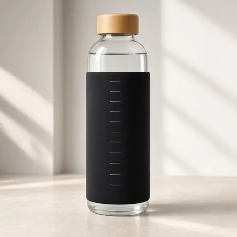 Illustrative photo for sunkey 32 oz Glass Water Bottle with Time Markers