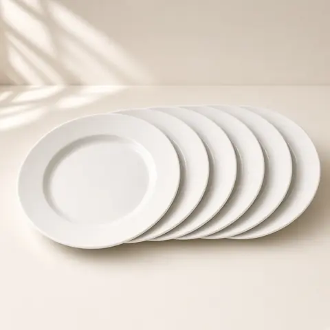 Illustrative photo for Sweese 10-Inch White Porcelain Dinner Plates, Set of 6